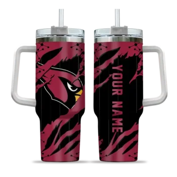 custom arizona cardinals claw cut red black curved tumbler best selling.webp