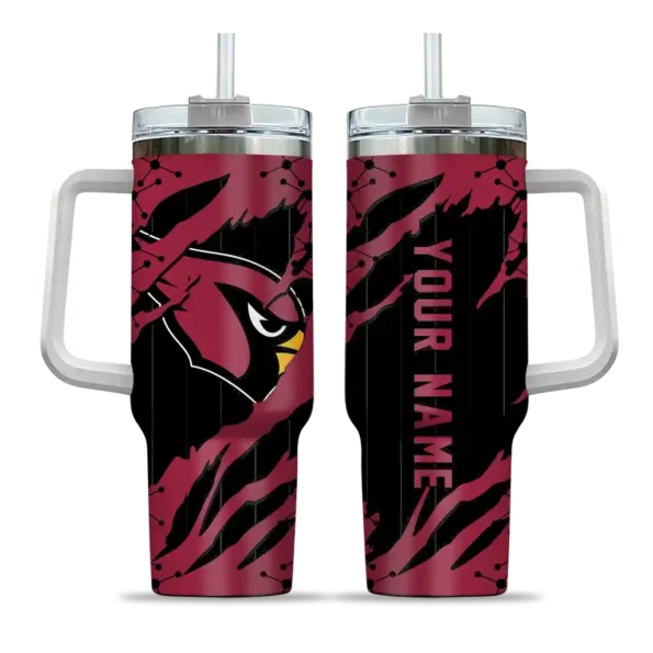 custom arizona cardinals claw cut red black curved tumbler best selling.webp