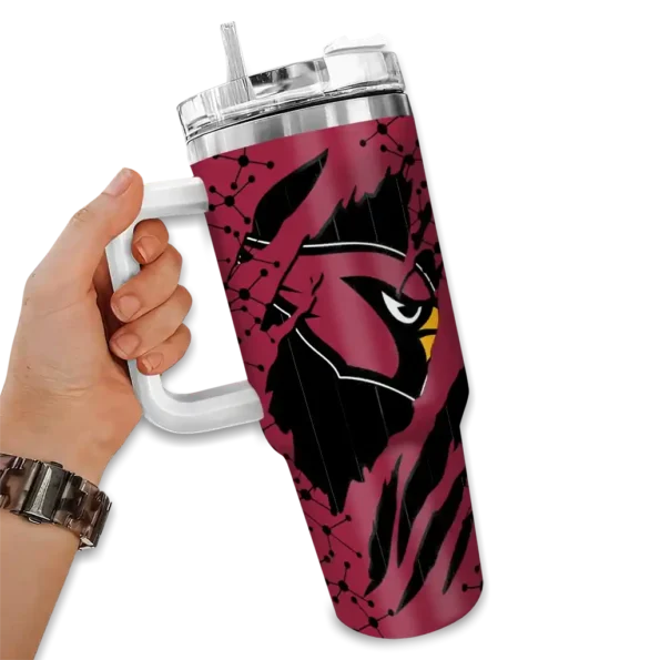 custom arizona cardinals claw cut red black curved tumbler fashion forward.webp