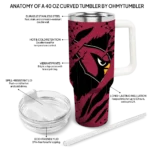 custom arizona cardinals claw cut red black curved tumbler best selling.webp
