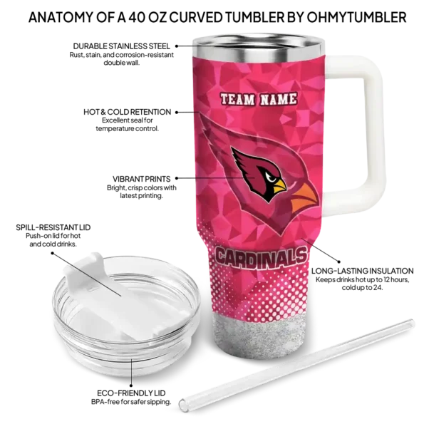 custom arizona cardinals geometric prism red curved tumbler new arrival.webp