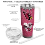 custom arizona cardinals heart helmet motif red curved tumbler best selling.webp