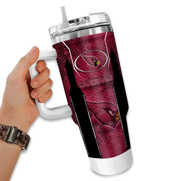 custom arizona cardinals hexagon armor red curved tumbler fashion forward.webp