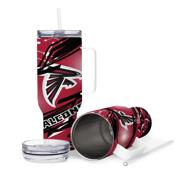 custom atlanta falcons abstract paths red curved tumbler high quality.webp