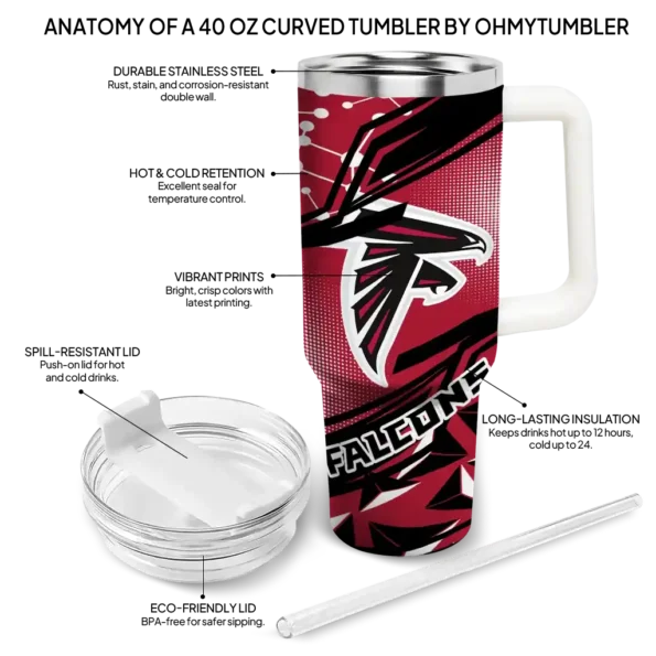 custom atlanta falcons abstract paths red curved tumbler new arrival.webp