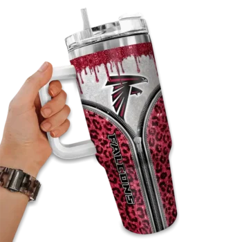 custom atlanta falcons leopard zipper red curved tumbler fashion forward.webp