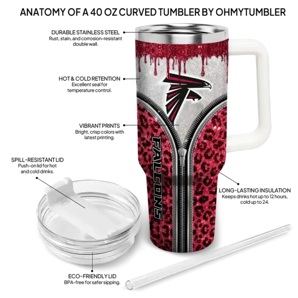 custom atlanta falcons leopard zipper red curved tumbler new arrival.webp