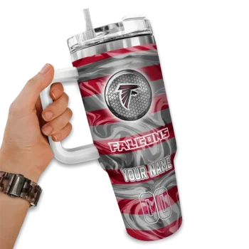 custom atlanta falcons marbled stripes red curved tumbler fashion forward.webp