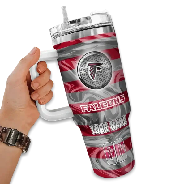 custom atlanta falcons marbled stripes red curved tumbler fashion forward.webp