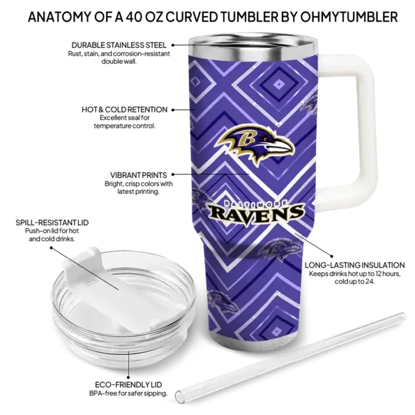custom baltimore ravens bold diamonds purple curved tumbler new arrival.webp