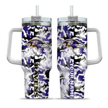 custom baltimore ravens camo mashup purple white curved tumbler best selling.webp