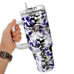 custom baltimore ravens camo mashup purple white curved tumbler best selling.webp