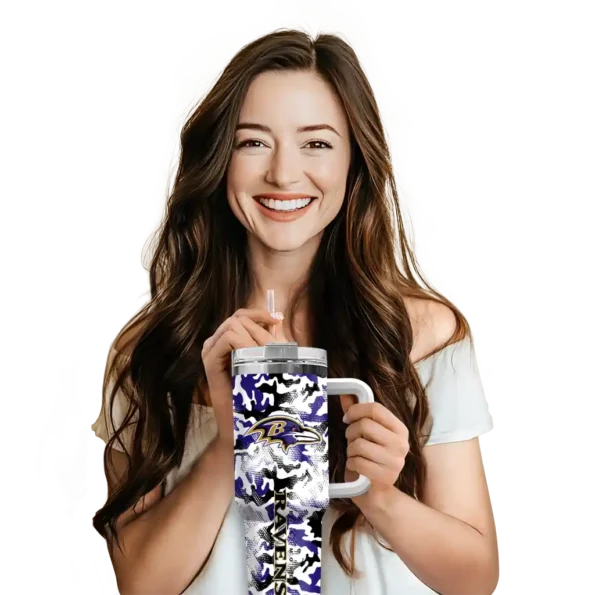 custom baltimore ravens camo mashup purple white curved tumbler premium grade.webp