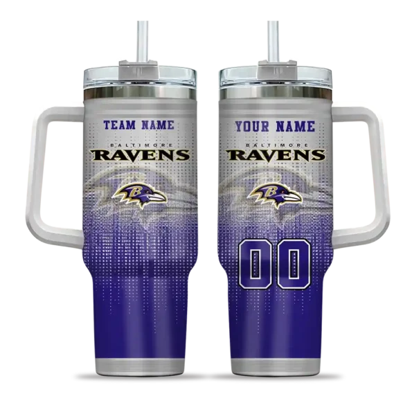 custom baltimore ravens gradient dots purple curved tumbler best selling.webp