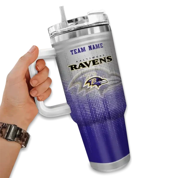 custom baltimore ravens gradient dots purple curved tumbler fashion forward.webp