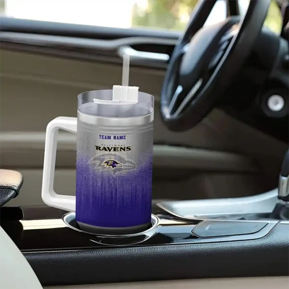 custom baltimore ravens gradient dots purple curved tumbler trendy.webp