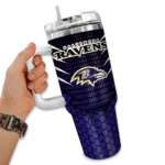 custom baltimore ravens hex texture purple curved tumbler best selling.webp