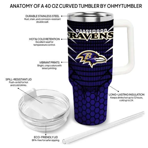 custom baltimore ravens hex texture purple curved tumbler new arrival.webp