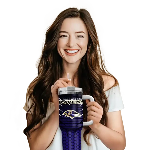 custom baltimore ravens hex texture purple curved tumbler premium grade.webp