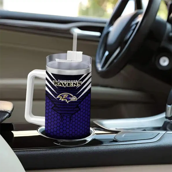 custom baltimore ravens hex texture purple curved tumbler trendy.webp