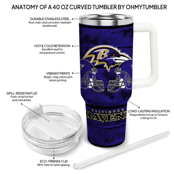 custom baltimore ravens honey streaks purple curved tumbler new arrival.webp
