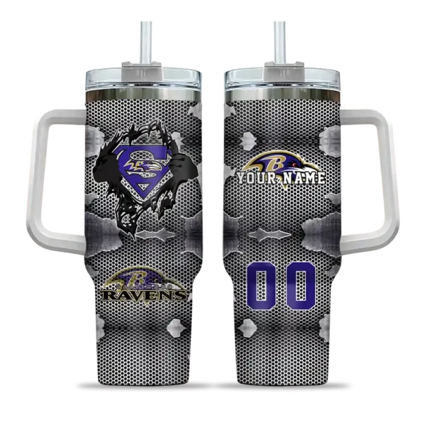 custom baltimore ravens superman shield purple gray curved tumbler best selling.webp