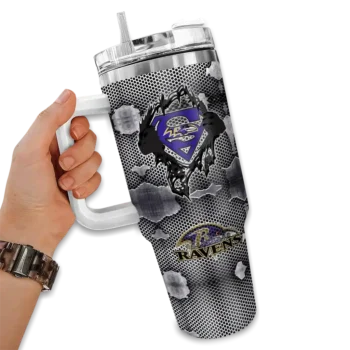 custom baltimore ravens superman shield purple gray curved tumbler fashion forward.webp