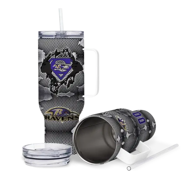 custom baltimore ravens superman shield purple gray curved tumbler high quality.webp