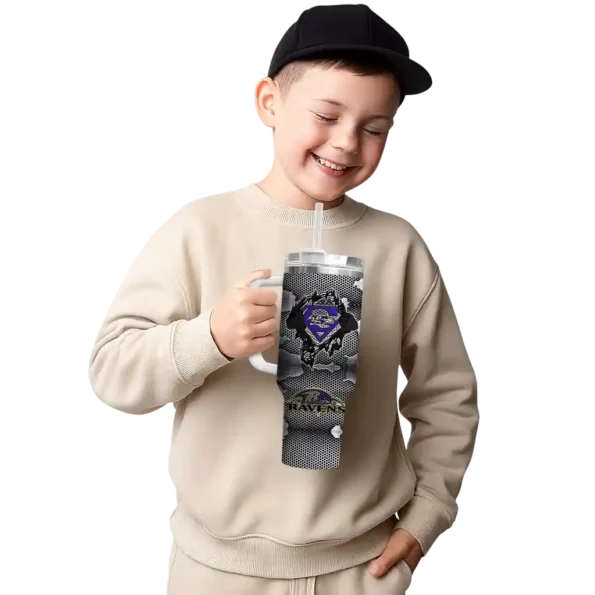 custom baltimore ravens superman shield purple gray curved tumbler latest model.webp