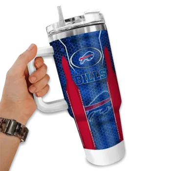 custom buffalo bills hexagon armor blue curved tumbler fashion forward.webp