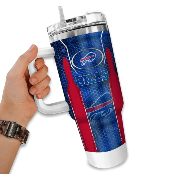 custom buffalo bills hexagon armor blue curved tumbler fashion forward.webp