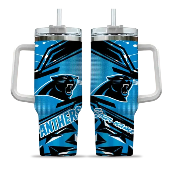 custom carolina panthers abstract paths blue curved tumbler best selling.webp