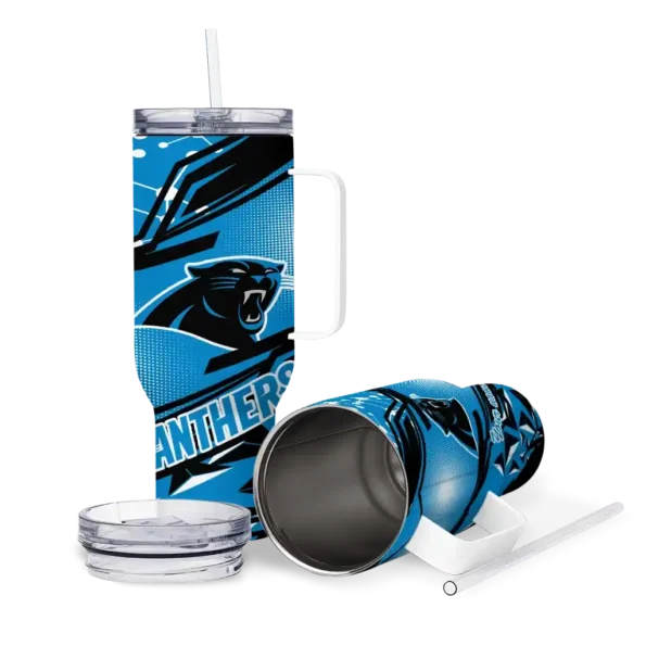 custom carolina panthers abstract paths blue curved tumbler high quality.webp