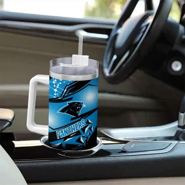 custom carolina panthers abstract paths blue curved tumbler trendy.webp