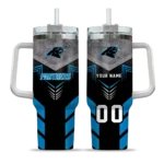 custom carolina panthers arrow armor blue black curved tumbler best selling.webp