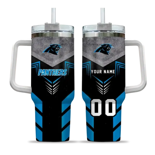 custom carolina panthers arrow armor blue black curved tumbler best selling.webp