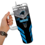 custom carolina panthers arrow armor blue black curved tumbler best selling.webp