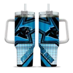 custom carolina panthers arrow burst blue curved tumbler best selling.webp