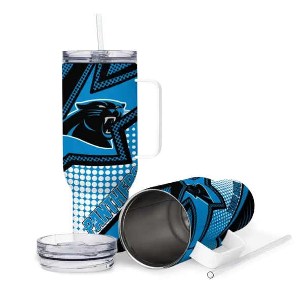 custom carolina panthers arrow burst blue curved tumbler high quality.webp
