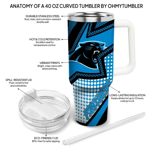 custom carolina panthers arrow burst blue curved tumbler new arrival.webp