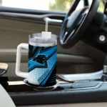 custom carolina panthers arrow burst blue curved tumbler best selling.webp
