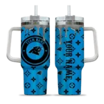 custom carolina panthers bullseye drips blue curved tumbler best selling.webp