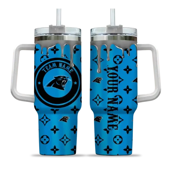 custom carolina panthers bullseye drips blue curved tumbler best selling.webp