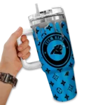 custom carolina panthers bullseye drips blue curved tumbler best selling.webp