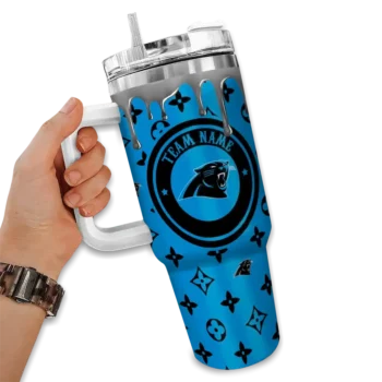custom carolina panthers bullseye drips blue curved tumbler fashion forward.webp