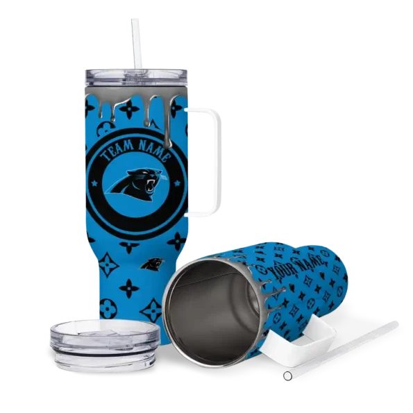custom carolina panthers bullseye drips blue curved tumbler high quality.webp