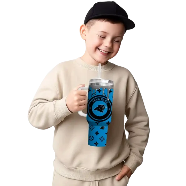 custom carolina panthers bullseye drips blue curved tumbler latest model.webp