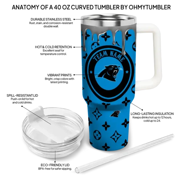 custom carolina panthers bullseye drips blue curved tumbler new arrival.webp