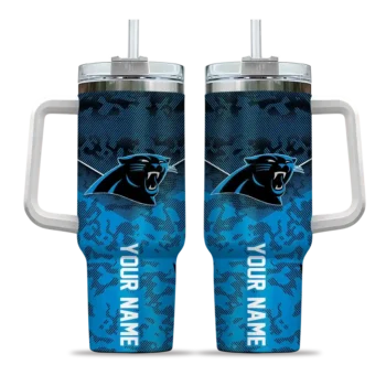 custom carolina panthers chevron stripe blue curved tumbler best selling.webp