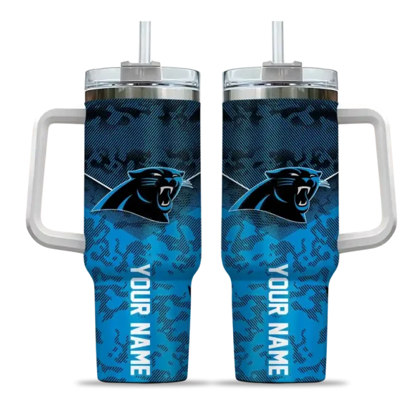 custom carolina panthers chevron stripe blue curved tumbler best selling.webp